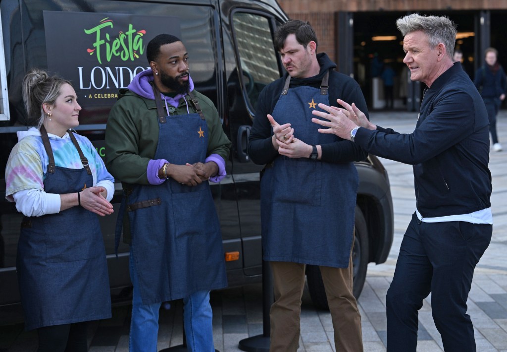 Gordon Ramsay with some members of his team during Food Stars Season 2