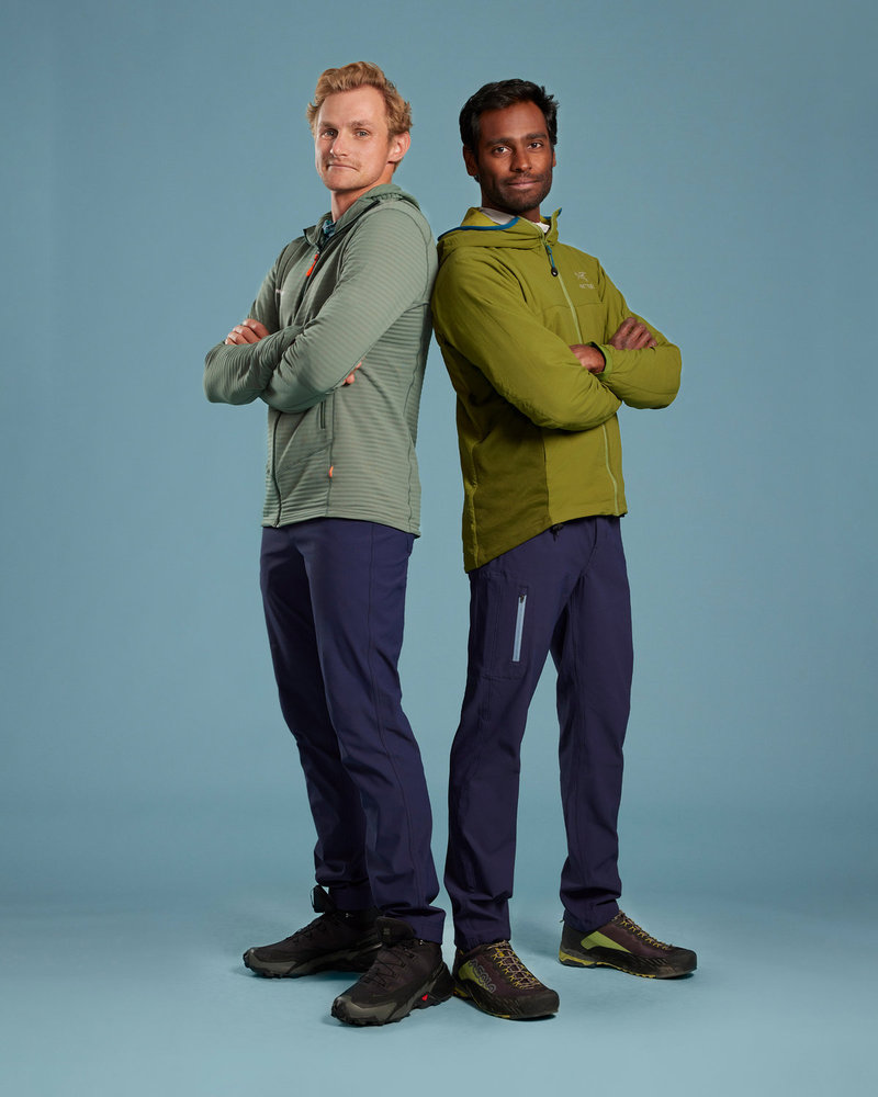 Spencer "Corry" Jones and Oliver Dev posing in their cast pictures for Race to Survive: New Zealand 