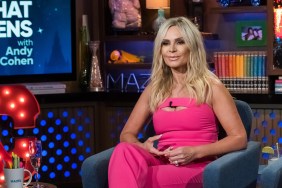Tamra Judge in a pink jumpsuit on Watch What Happens Live