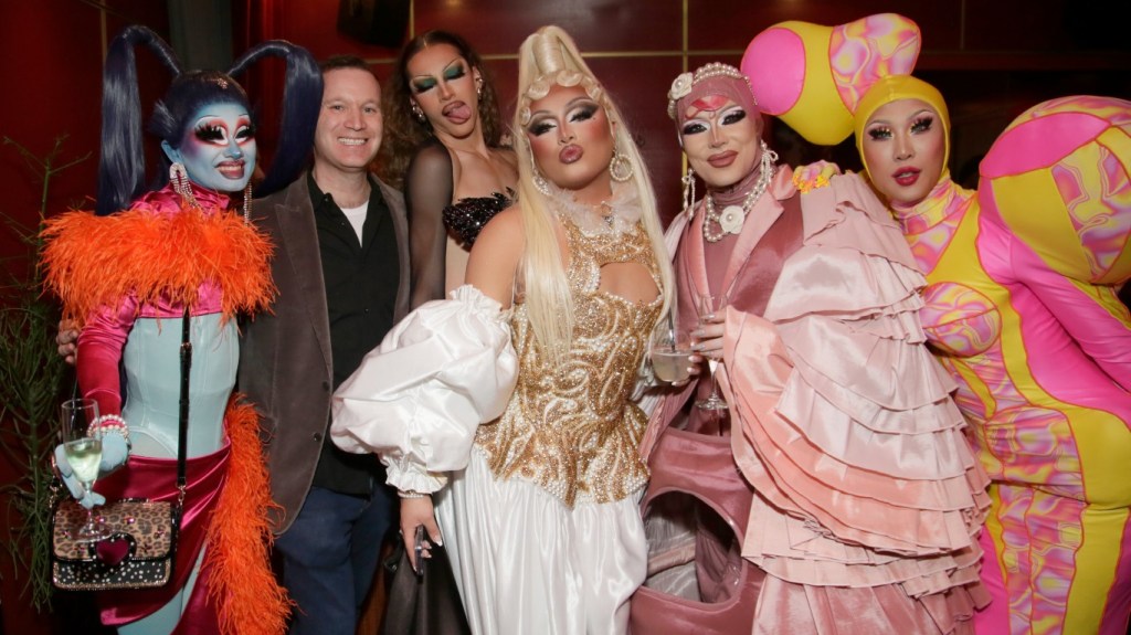 Dawn, Joshua Block, Mirage, Morphine Love Dion and Nymphia Wind attend the RuPaul's Drag Race Season 16 Kickoff Party Honoring the ACLU and Drag Defense Fund at Virgin Hotels New York City