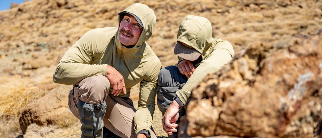 Bronsen Iverson and Ryan Stewart kneeling together on Race to Survive: New Zealand.