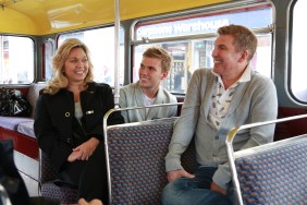 Julie, Chase, and Todd Chrisley riding on public transportation during an episode of Chrisley Knows Best