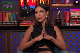 Taleen Marie in a black dress on Watch What Happens Live, where she made jokes about Caroline Stanbury