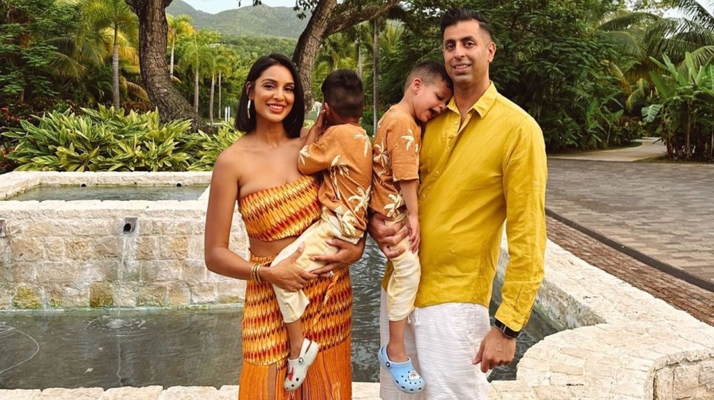 Jessel Taank and Pavit Randhawa with their two kids in Jamaica