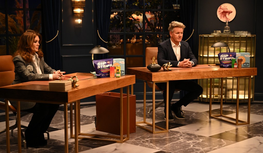 Lisa Vanderpump and Gordon Ramsay judging on Gordon Ramsay's Food Stars Season 2. 