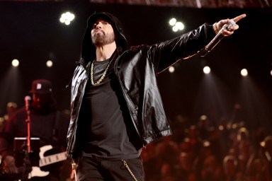 Eminem on stage.