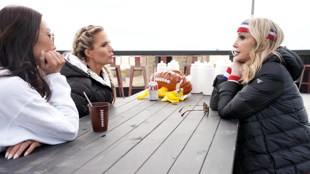 Jennifer Pedranti, Katie Ginella, and Tamra Judge filming RHOC Season 18.