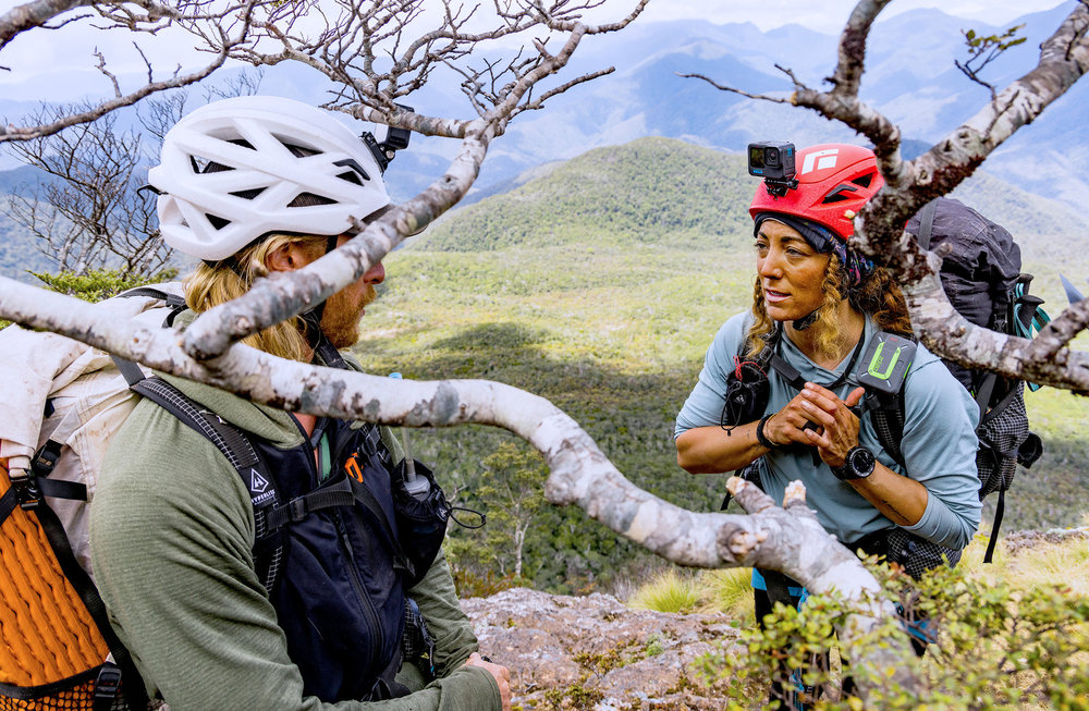 Paulina and Creighton having a discussion under a tree on Race to Survive: New Zealand 