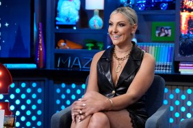 RHOC star Gina Kirschenheiter sitting demurely on WWHL.