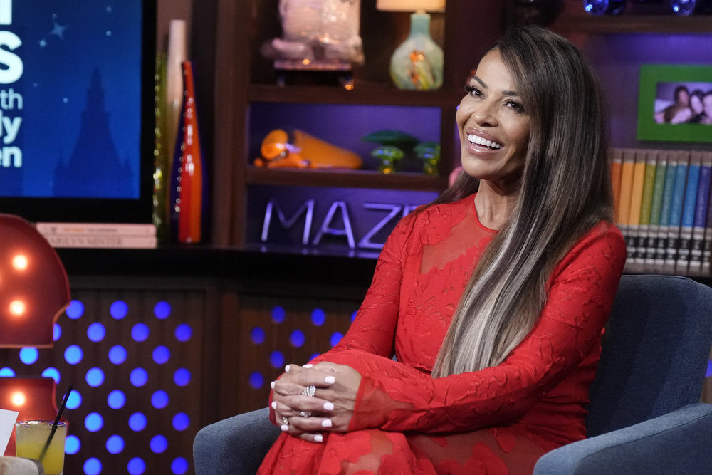 Dolores Catania in a red dress on WWHL.