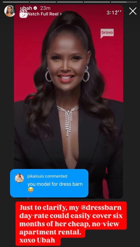 Ubah Hassan Instagram Story throwing shade at Brynn Whitfield