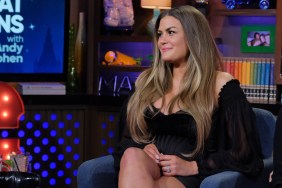 Brittany Cartwright in a black dress on WWHL.