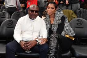 Porsha Williams and Simon Guobadia at a basketball game