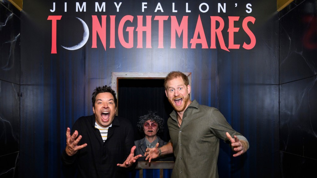 Talk show host Jimmy Fallon with Prince Harry.