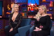 Erika Jayne and Meghan McCain smiling at each other on Watch What Happens Live