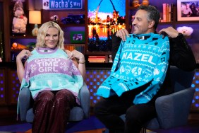 Heather Gay with her gifted sweater on WWHL.