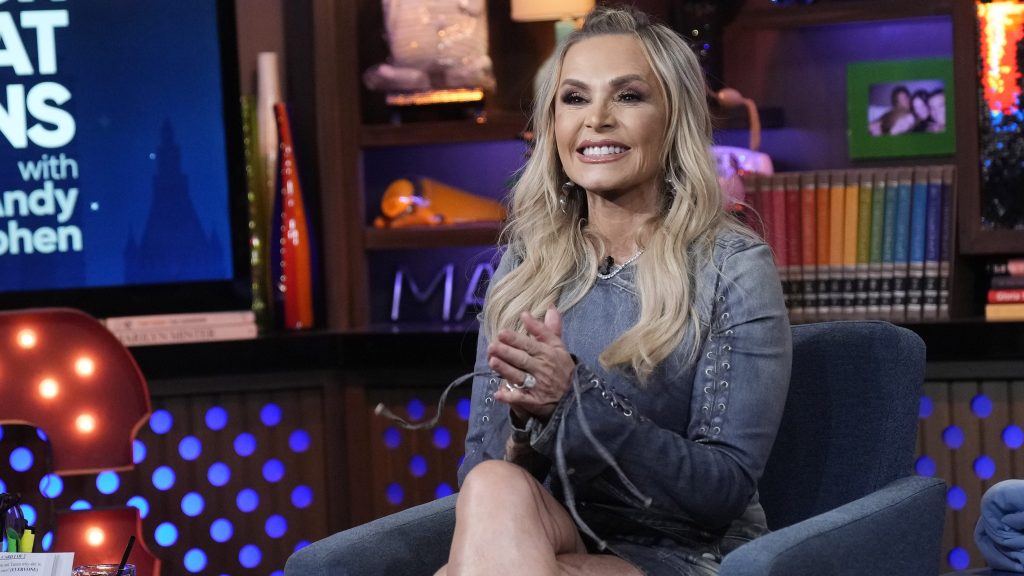 Tamra Judge clapping her hands on WWHL.