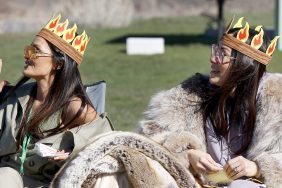 RHOSLC's Lisa Barlow and Angie K wearing crowns.