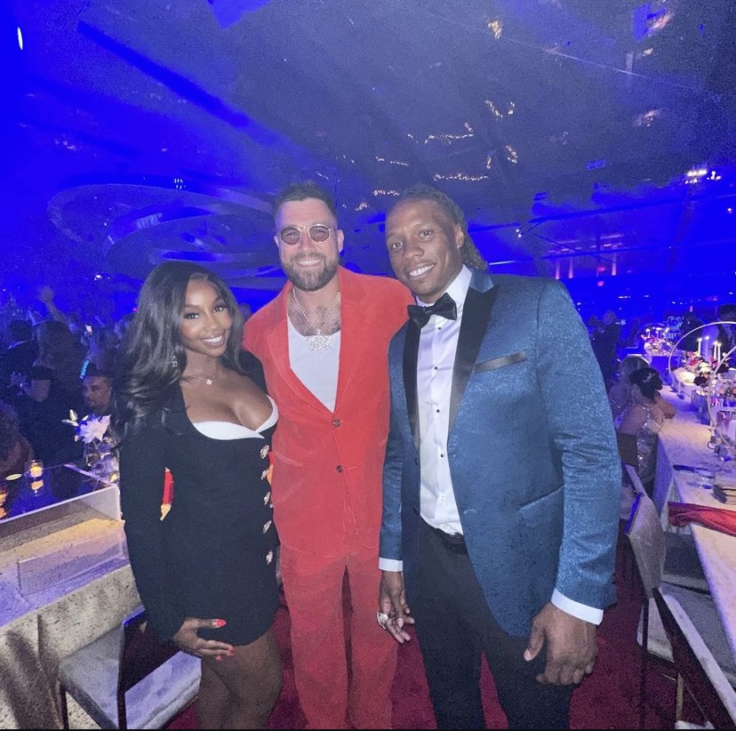 RHOP's Jassi Rideaux with her boyfriend, NFL alum Darius Harris, and Travis Kelce. 