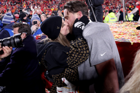 Taylor Swift Travis Kelce kiss Kansas City Chiefs Super Bowl beat Buffalo Bills