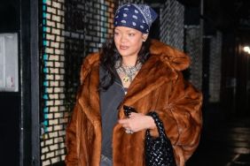 Rihanna leather coat