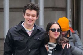 Olivia Rodrigo and Louis Partridge are seen on January 17, 2025 in New York City.