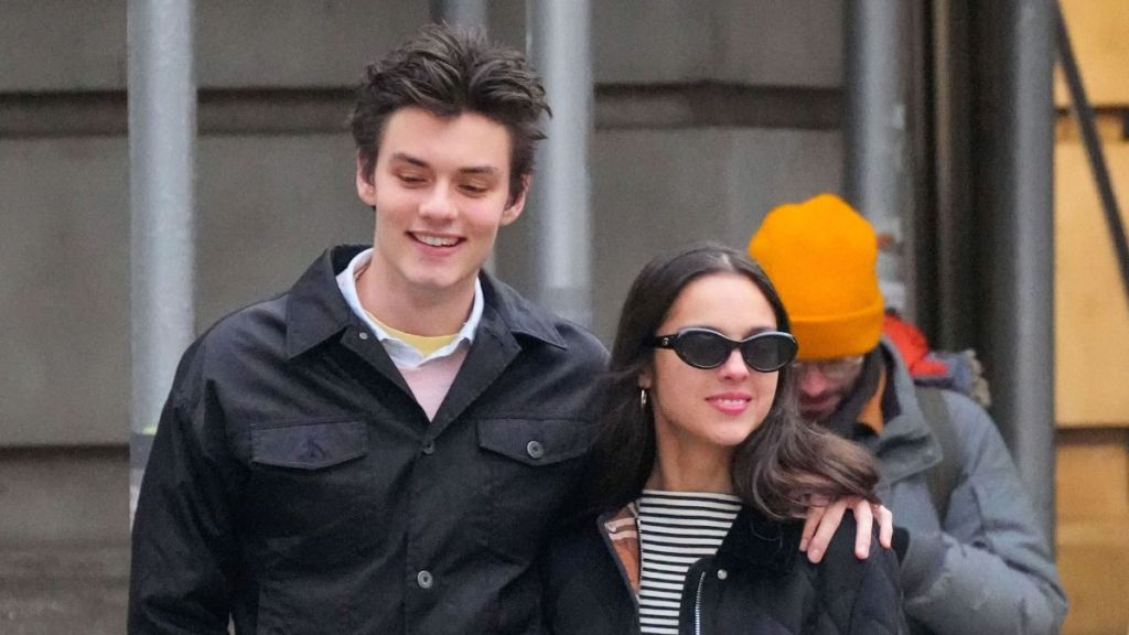 Olivia Rodrigo and Louis Partridge are seen on January 17, 2025 in New York City.