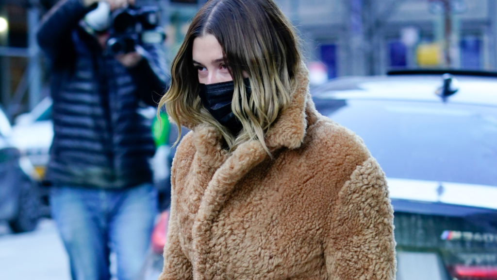 Hailey Bieber goes shopping in Soho on February 21, 2021 in New York City.