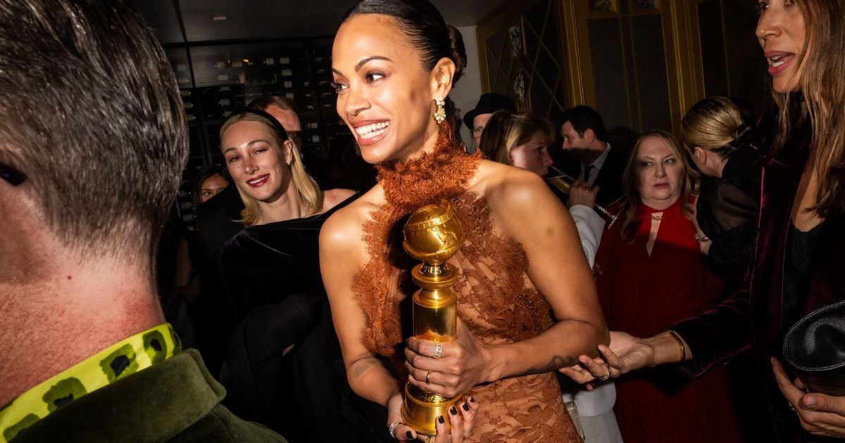 Zoe Saldaña’s Golden Globes Afterparty Dress Is a Showstopper