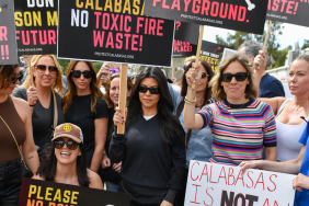 Kourtney Kardashian Calabasas fire waste protest photos