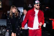 Taylor Swift (L) and Travis Kelce are seen in the Meatpacking District on December 28, 2024 in New York City.