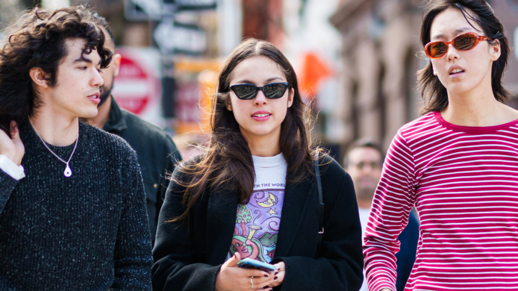 Conan Gray and Olivia Rodrigo are seen in the West Village on April 07, 2024 in New York City.