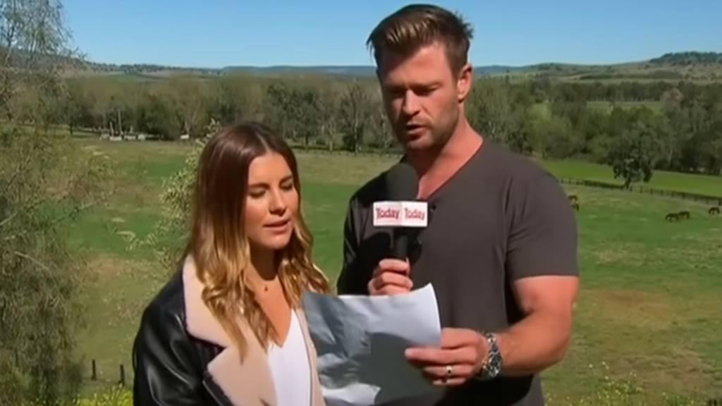 Chris Hemsworth crashes live weather broadcast viral video The Today Show