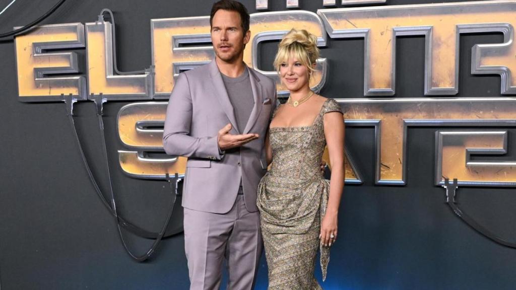 Chris Pratt Millie Bobby Brown The Electric State skirt video