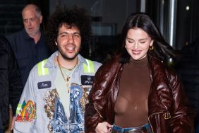 Benny Blanco (L) and Selena Gomez are seen in the Upper West Side on March 19, 2025 in New York City.