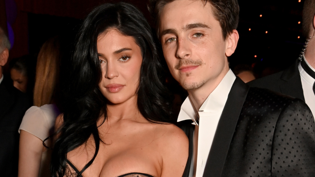 Kylie Jenner and Timothée Chalamet attend the 2025 Vanity Fair Oscar Party Hosted By Radhika Jones at Wallis Annenberg Center for the Performing Arts on March 02, 2025 in Beverly Hills, California.